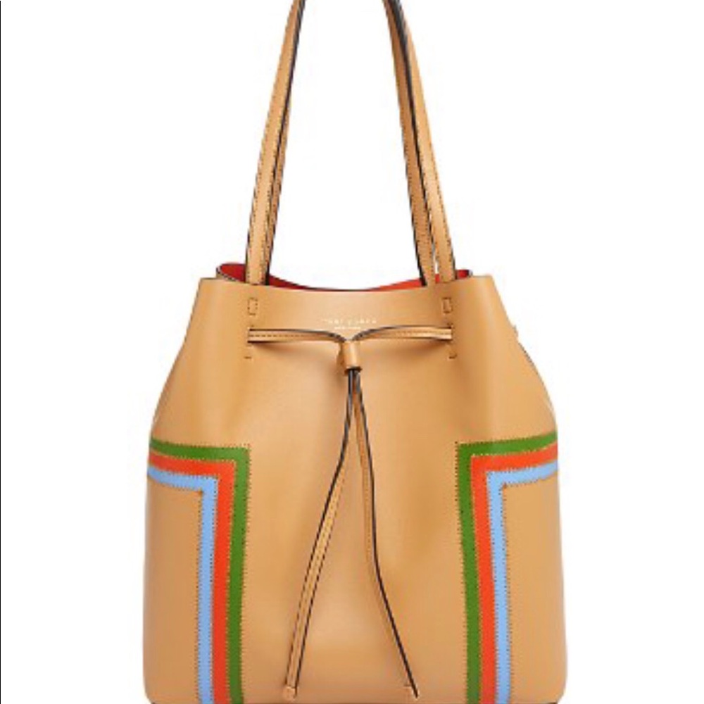 Tory Burch Block T Stiped Creme Hobo